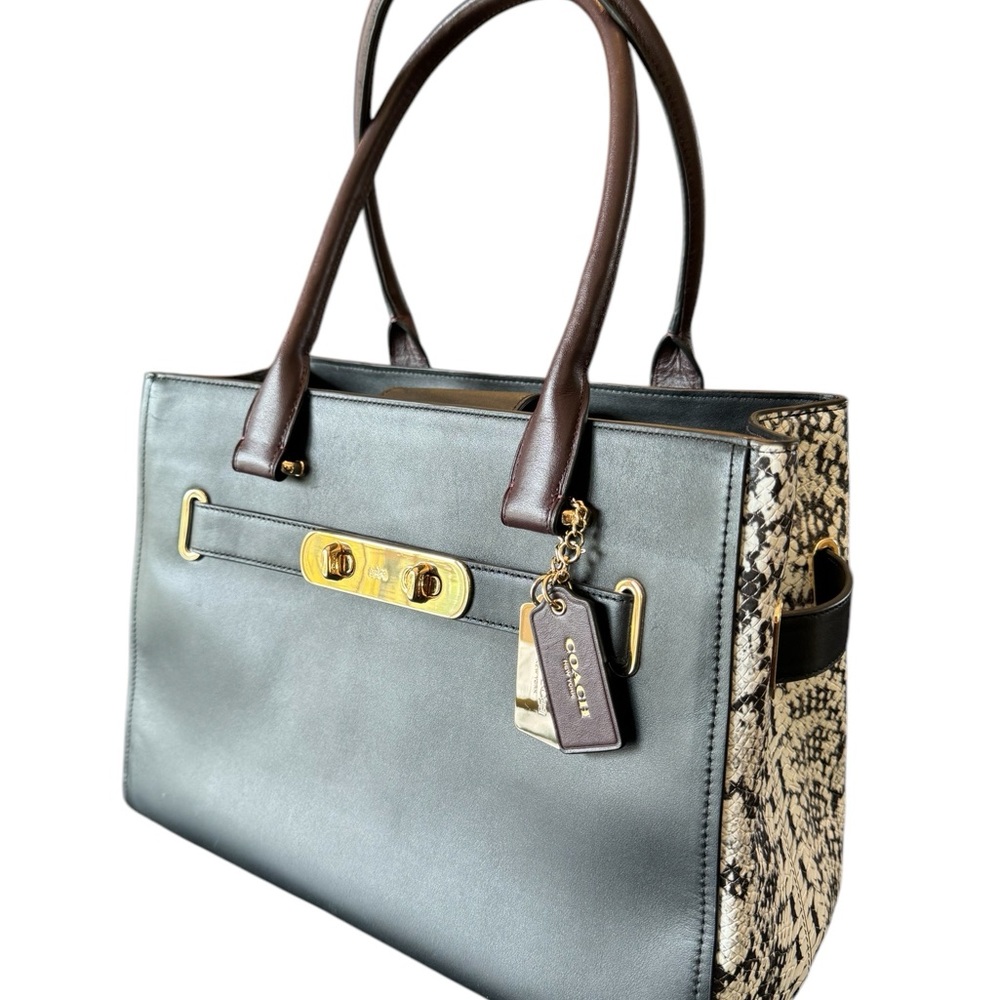 NWOT - Vintage COACH Swagger Carryall Purse in Colorblock Exotic Leath…